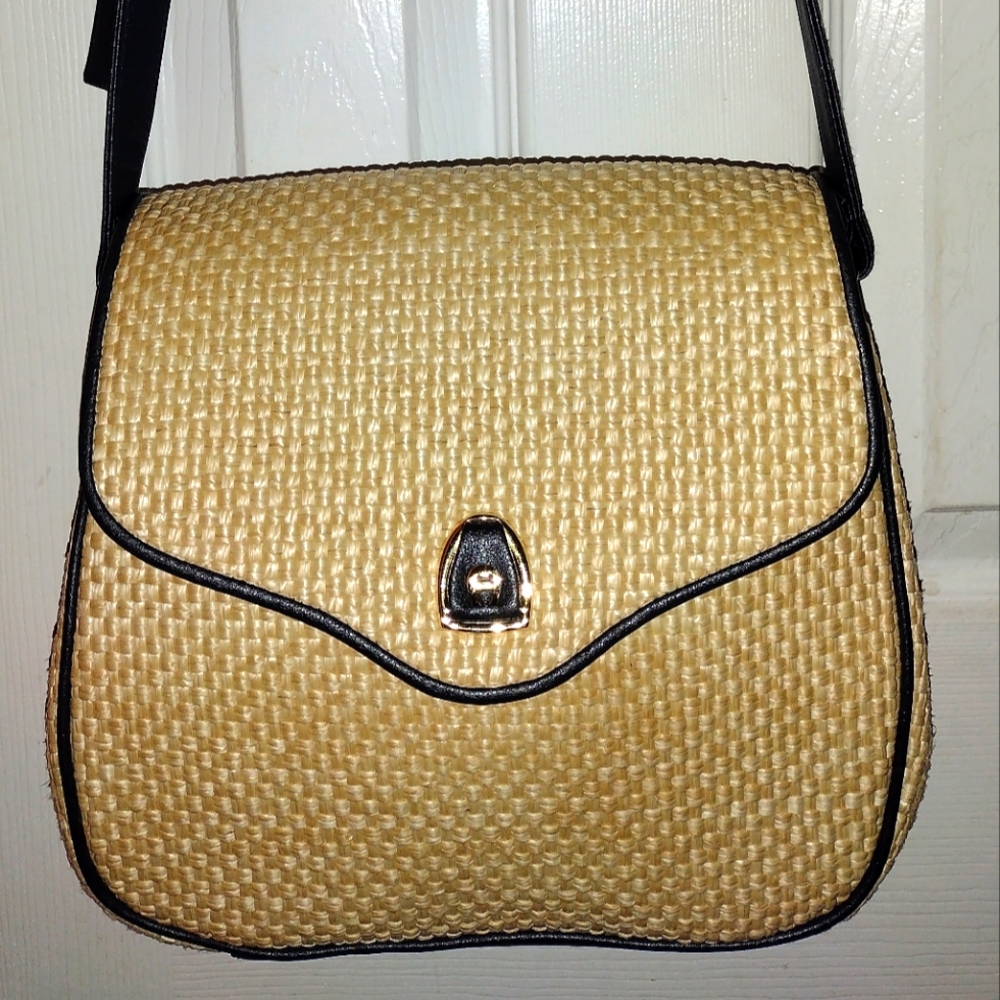 Etienne Aigner Tan Woven Crossbody Bag#55